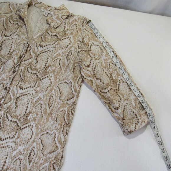 JM Collection Women's Linen Animal Print Button Front Tops Blouse Size 12 - Picture 6 of 6